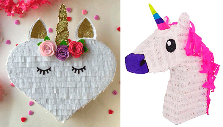 piñata de unicornio y corazon